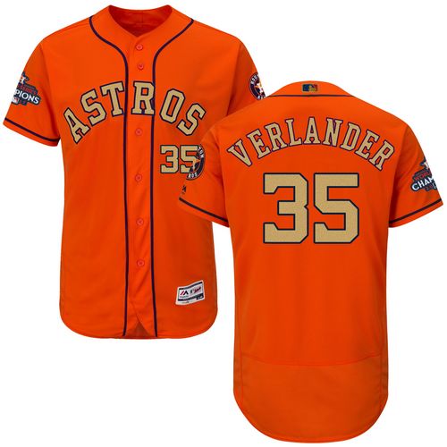 Astros #35 Justin Verlander Orange FlexBase Authentic 2018 Gold Program Cool Base Stitched MLB Jersey - Click Image to Close
